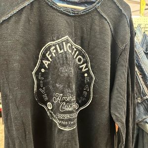 AFFLICTION long sleeved thermal distressed shirt